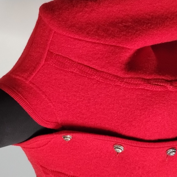 - Kitz Pichler Red Wool Blazer Cable Knit Detail with Brass Buttons - Picture 4 of 10